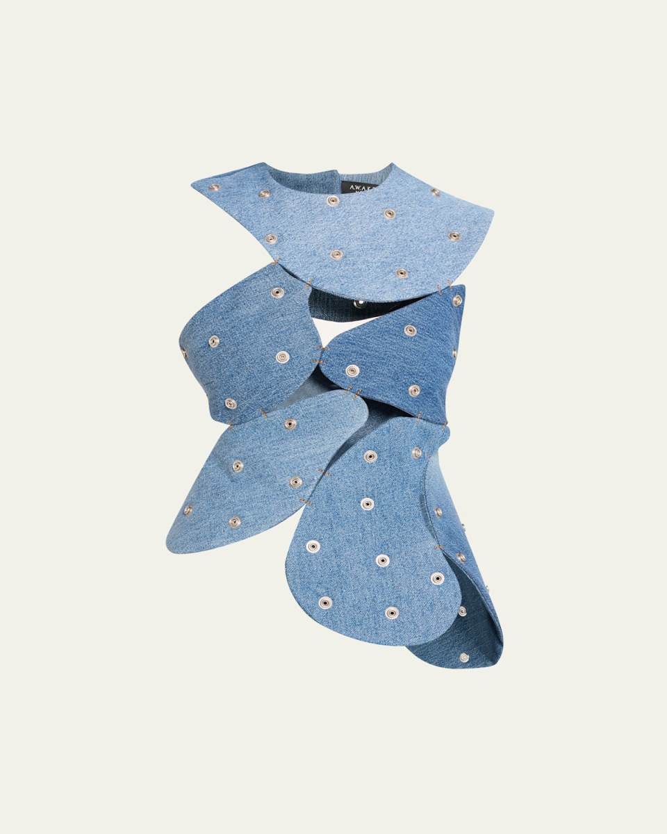 Studded Upcycled Denim Top